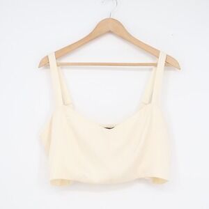 Express x Rachel Zoe Womens Ivory Cropped Camisole Top Sweetheart Neck Large